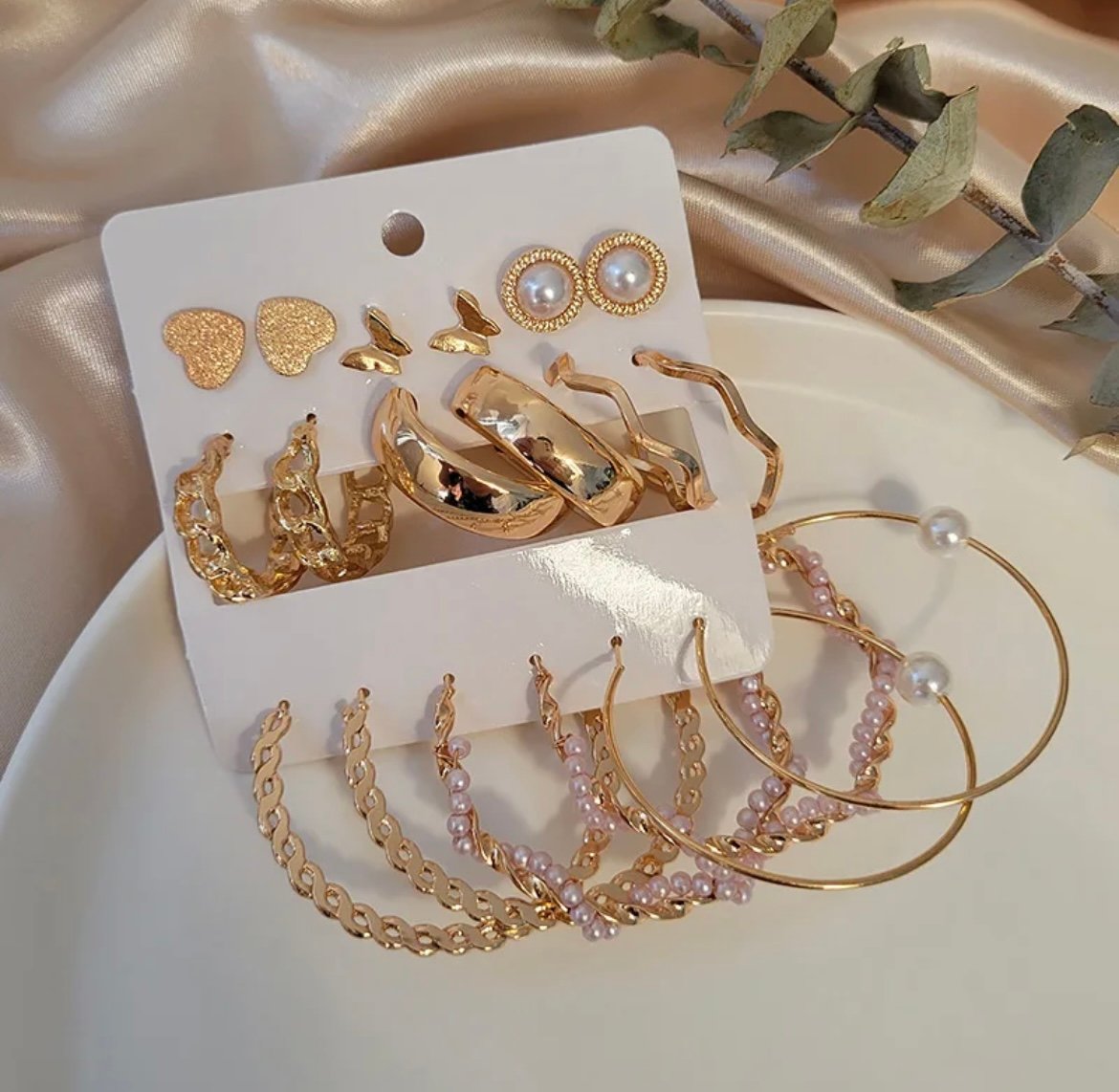 Big Size Hoop Earring Card Set ( Set of 9 Earrings)